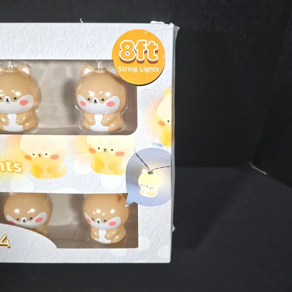 Pink Sky Kawaii Shiba Inu Dog LED String Lights 8ft‎ Battery Operated Open Box